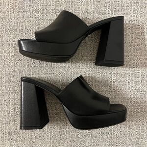 Revolve Raye Carina Platform Mule Heels Black Size 8 Chunky Block Heel Y2K
